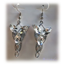 Arwens Evening Star Earrings - each with 3 multifaceted Swarowski crystals - hard silver plated