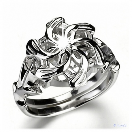 Nenya - Galadriels Ring des Wasser - hartversilbert mit 925er Sterling Silber mit facettemreichen Zirkon-Kristall