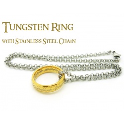 The Ring of Power 9 / 19mm - hard plated with fine laser engraving inside and outside - incl. 54cm stainless steel chain
