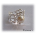 Peeta's Pearl Ring - The Hunger Games Inspired - Gothic Pattern Ring Silver - Hard Silver Plated - Approx. 19mm
