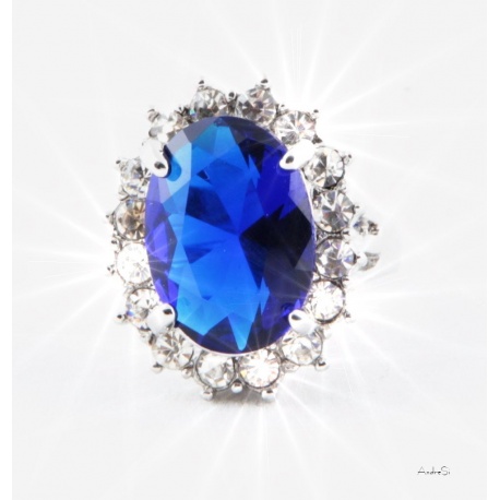 Verlobungsring Prinzessin Diana - Lady Di / Kate Middleton - hartversilbert mit faccetenreichen Swarovskikristallen