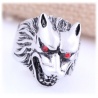 Wehrwolf Ring mit rot funkelnden Wolf Augen - aus Edelstahl mit Kristallen - Gothic, Punk, Rock Fashion - ca. 21mm (11,5/66)