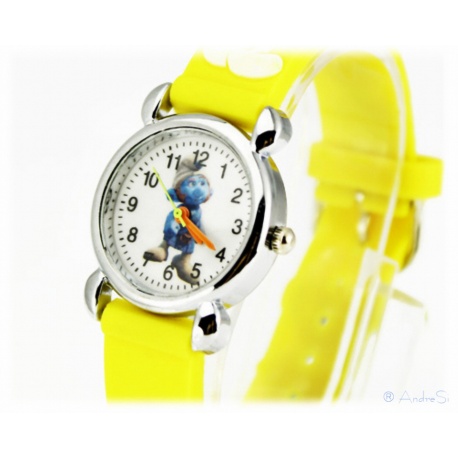 Kids Time Schlumpf McTapfer / Gutsy Smurf mit Silikon Armband f?r Kinder Gelb Armbanduhr
