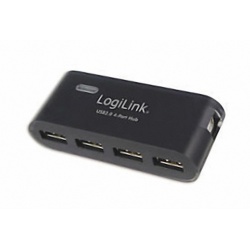 logilink USB 2.0 Hub 4-Port with Power Supply, Black