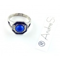 Vampire Klaus, Rebekah, Elijah Mikaelson Daylight Ring with Blue Coral, Antique Silver Plated