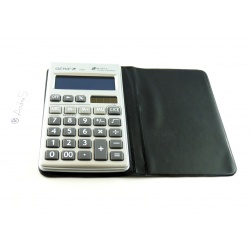 Genie 330, 10-digit, flat solar calculator, with dual power (incl. battery), including protective case, silver