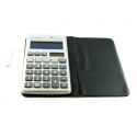 Genie 330, 10-digit, flat solar calculator, with dual power (incl. battery), including protective case, silver
