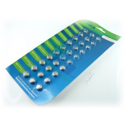 30 alkaline button cells in the mega-saving package
