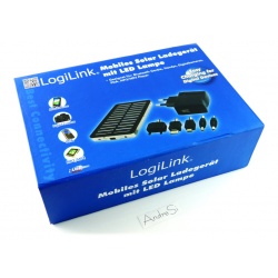 LogiLink Universal Solar Ladegerät mit Lithium-Ionen Akku 1500 mAh mit LED Lampe