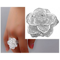 Elben Ring - Aryas silberne Rose - aus 925er Sterling Silber - fein ziselierte Elbische Handwerkskunst