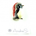 funny Christmas penguin pin, enamelled with fine crystals