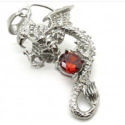Dragon pendant with red crystal