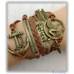 Hunger Games - Bracelet Spottt Oil, Peetas Arrow & Anchor et al. - gold/brown shaded - Gothic, Punk Fashion