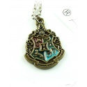 Hogwarts Pendant Classic with house colors in the coat of arms of Gryffindor, Slytherin, Ravenclaw, Hufflepuff