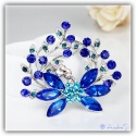 timeless elegant blue crystal flowers brooch silver plated with high quality rhinestone stones