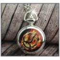 Die Tribute von Panem - Spotttölpel Taschen-Uhr Anhänger silbern mit Innenspiegel - Quarz Uhr - Hunger Spiele