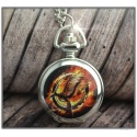 The Tribute of Panem - Mocking Watch Pendant Silver with Interior Mirror - Quartz Watch - Hunger Games