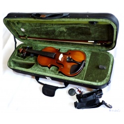 hochwertige 4/4 Schüler- Studenten- Konzert-Violine aus vollmassiven Tonhölzern mit Perlmut, Formkoffer und Bogen