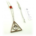 Necklace - Deathly Hallows - with red crystal