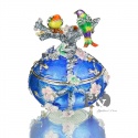 Faberge egg with colorful birds enamelled with crystals, silver plated and as a foldable jewelry box