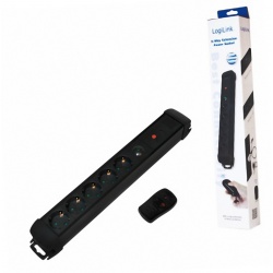 logilink LPS401 power strip, 5-fold with surge protection and remote control