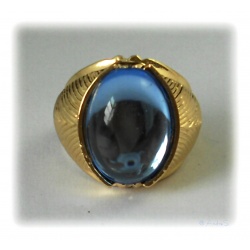 Celeborn ring hard gold plated with deep blue crystal, husband Galadriels
