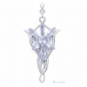 Arwens Abendstern Replik mit 7 diamantähnlichen Zirkon-Kristallen, Eckenschutz & 52cm Kette - hardplatiniert