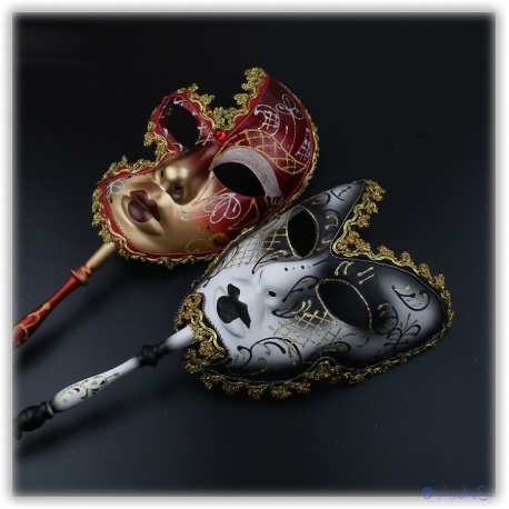Set Venedische Masken mit Griff
