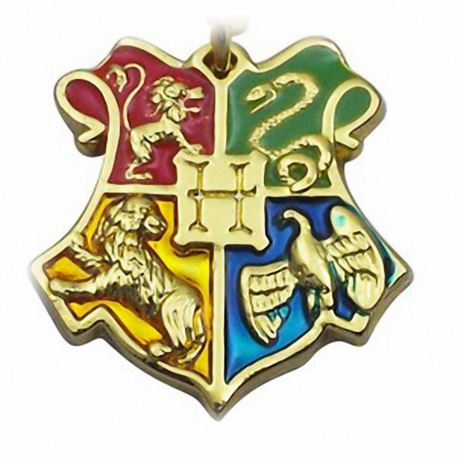 Hogwarts Anhänger mit Hausfarben im Wappen von Gryffindor, Slytherin, Ravenclaw, Hufflepuff