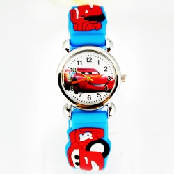 Cars Wristwatch Kids Time Kids Watch, Various Motifs - Silicone Bracelet Light Blue/Colorful