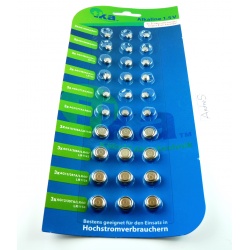 tka 1,5V Knopfzellen 30er-Sparpaket, AG1-LR621 / AG3-LR41 / AG4-LR626 / AG10-LR1130 / AG12-LR43 / AG13-LR44
