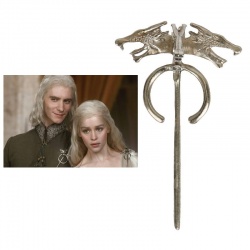 HQ Targaryen Brosche Haus des Drachen - groß - hartversilbert & schattiert - Daenerys's Dragon Brooch - G.o.T, Fashion