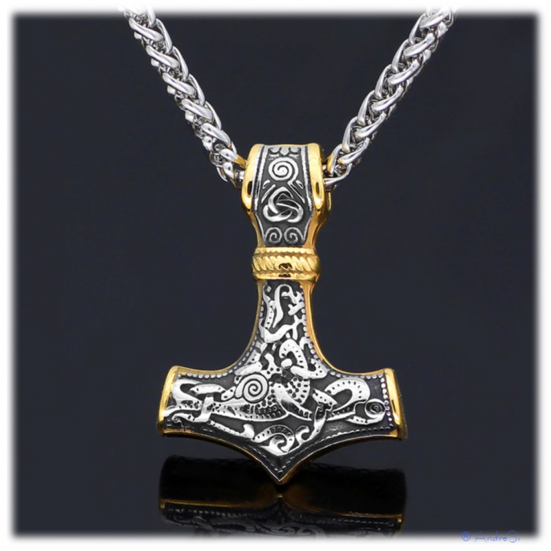 Thor's Thors Hammer Anhänger Mjölnir Wikinger Ank Halskette Herren