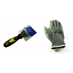 Spachtel 3" mit hochwertiger Stahlklinge und 2 teiligem Gummigriff + Handschuhe