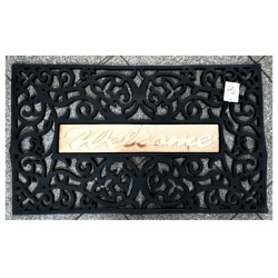 Welcome rubber mat entrance mat 45x75cm black