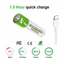 1.5V AAA Battery li-ion Battery 550mWh 100% capacität li-polymer rechargeable via USB