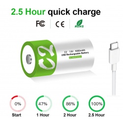 C Cell Battery lithium-ion Battery 5.000mWh 100% cap.li-polymer chargeable via USB