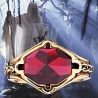 Gandalfs Ring Narja hart vergoldet mit rotem Kristall