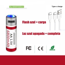 1.5V AA Akku li-ion Battery 6800mAh 100% capacität li-polymer 2000x per USB aufladbar