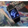 stylische LED Quarz Armbanduhr mit Datumanzeige und Lederarmband