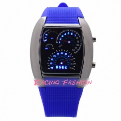 Racing Fashion Blue LED Chrome Digital Uhr Armbanduhr