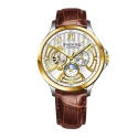 WAEKNOR Leder Armbanduhr Automatik Mechanisch Tag-Nacht-(Mond)-phase Luminous
