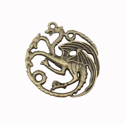 G.o.Thrones Schlüsselanhänger Haus Targaryen Wappen Drachen "Fire and Blood"