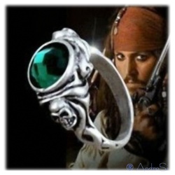 Piraten Kapitän Jack Sparrow`s - grüner Kristall Ring aus Fluch der Karibik