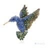 blauer Kristall-Kolibri & Blüte als edler Anstecker oder Anhänger