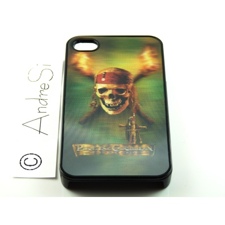  Totenkopf Pirat Jack Sparrow mit Schwertern, Kanone und Truhe - iPhone 4 / 4S Handy Schutzhülle - Cover Case