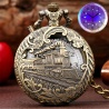 Hogwarts Express Luxus LED Taschenuhr durchbrochen mit 30cm Gürtel-Kette