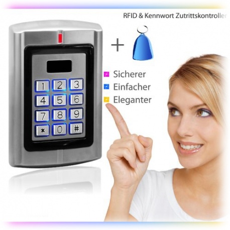 Ber?hrungsloser RFID Codeschloss, T?r?ffner, ?ffnen mit RFID Transponder oder (und) Passwort, 125khz, Code Tastatur
