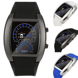 Racing Fashion Blue LED Chrome Digital Watch