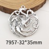 G.o.Thrones Keychain House Targaryen Coat of Arms Dragon "Fire and Blood"